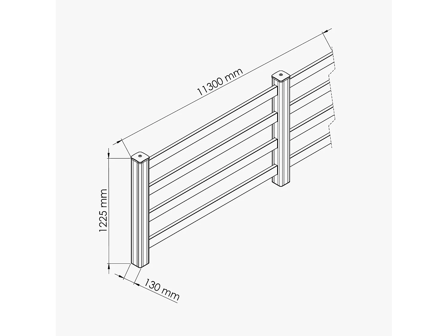 Kit Clôture PRO PVC Blanc H. 120 cm x L. 11.30 m - 4 Lisses