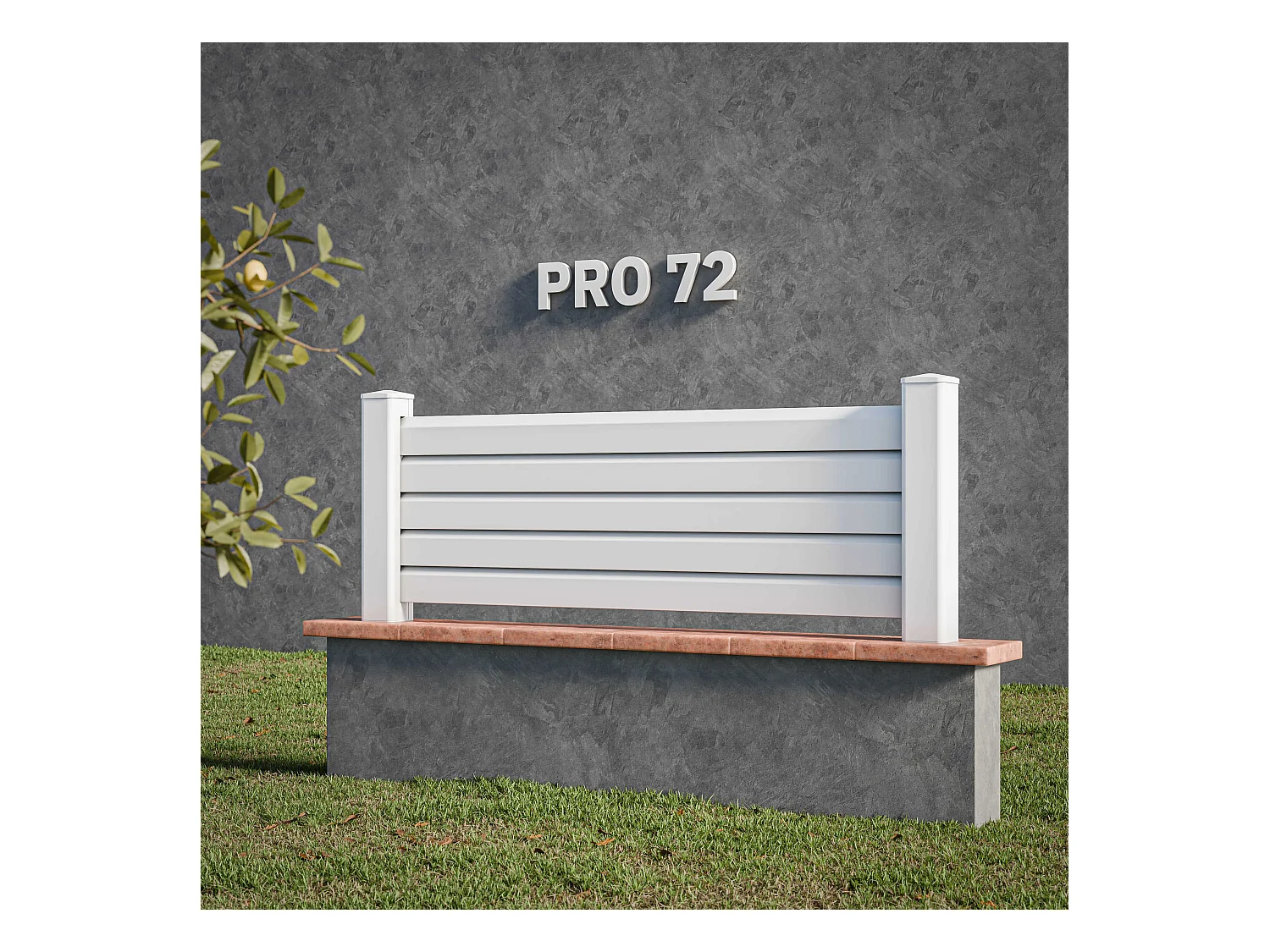 Kit Clôture PRO PVC Blanc H. 72 cm x L. 11.30 m - 5 Lisses claire-voie