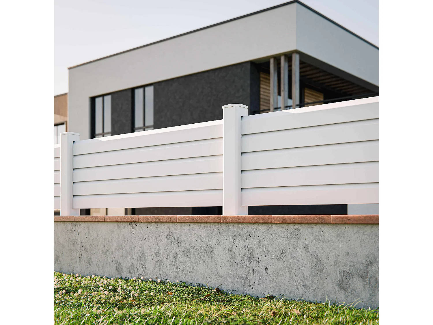 Kit Clôture PRO PVC Blanc H. 72 cm x L. 11.30 m - 5 Lisses claire-voie