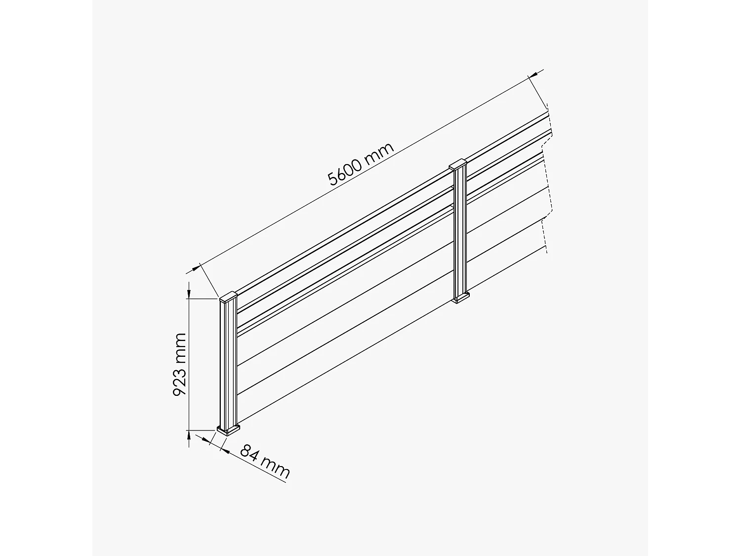 Kit Clôture SLIM PVC Blanc H. 90 cm x L. 5.60 m - 2 Lisses + 3 Soubassements