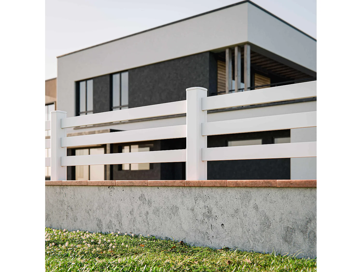 Kit Clôture PRO PVC Blanc H. 72 cm x L. 5.70 m - 3 Lisses