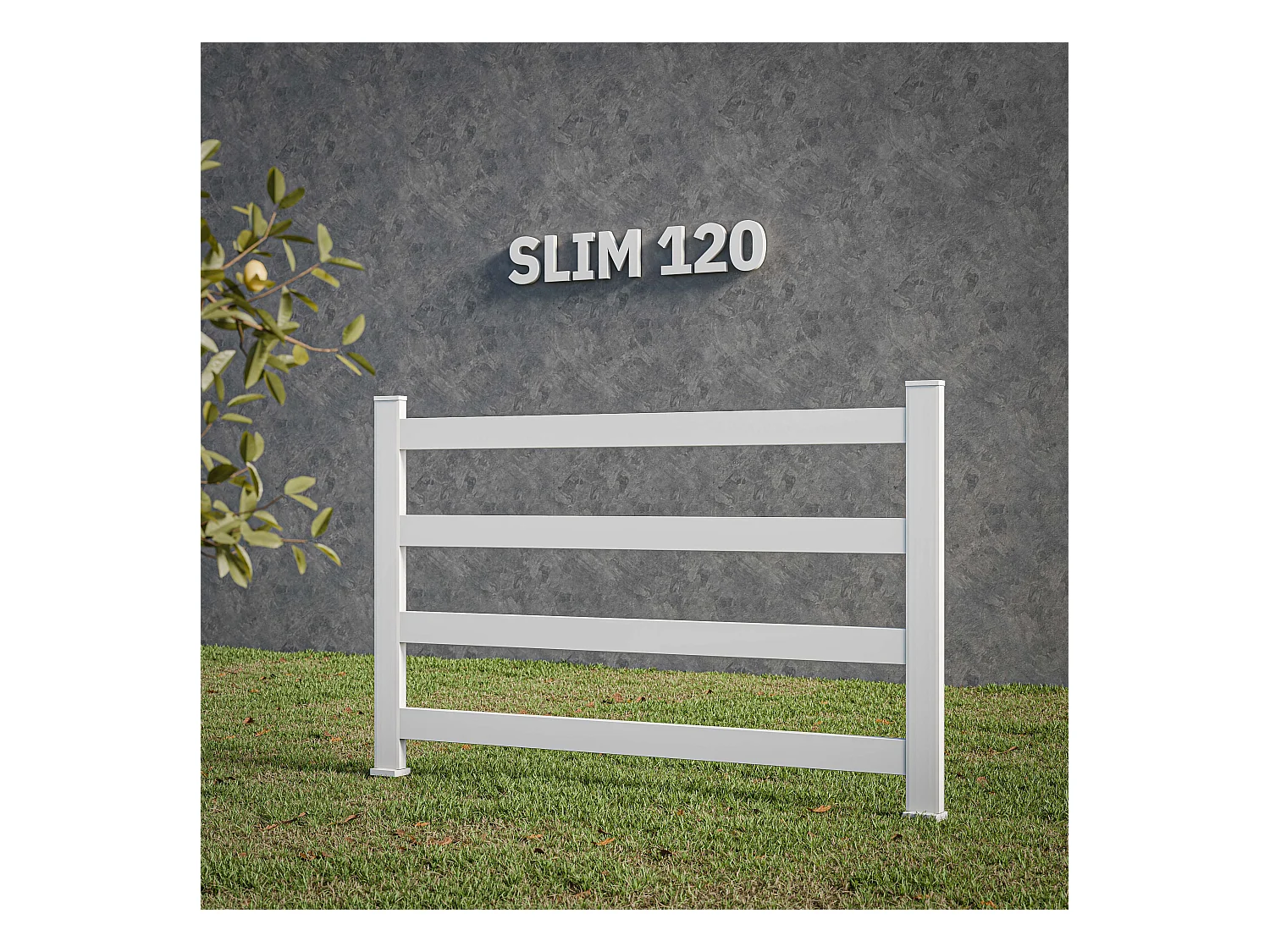 Kit Clôture SLIM PVC Blanc H. 120 cm x L. 11.10 m - 4 Lisses