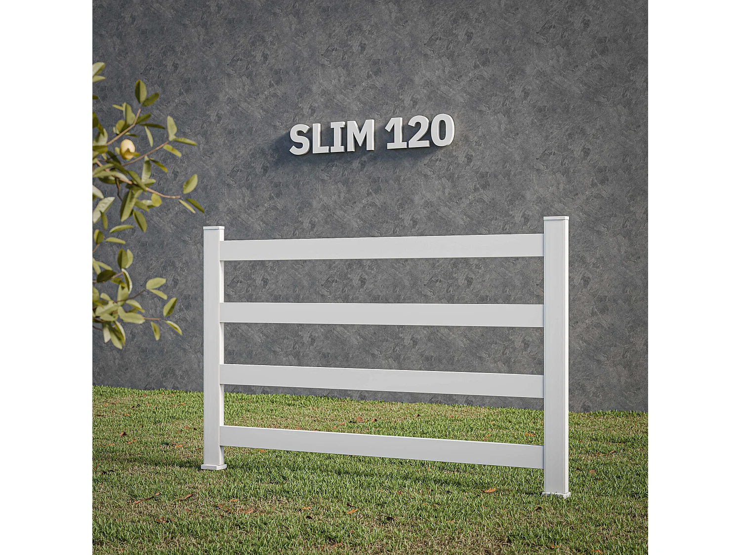 Kit Clôture SLIM PVC Blanc H. 120 cm x L. 11.10 m - 4 Lisses