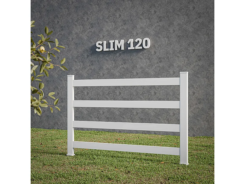 Kit Clôture SLIM PVC Blanc H. 120 cm x L. 11.10 m - 4 Lisses