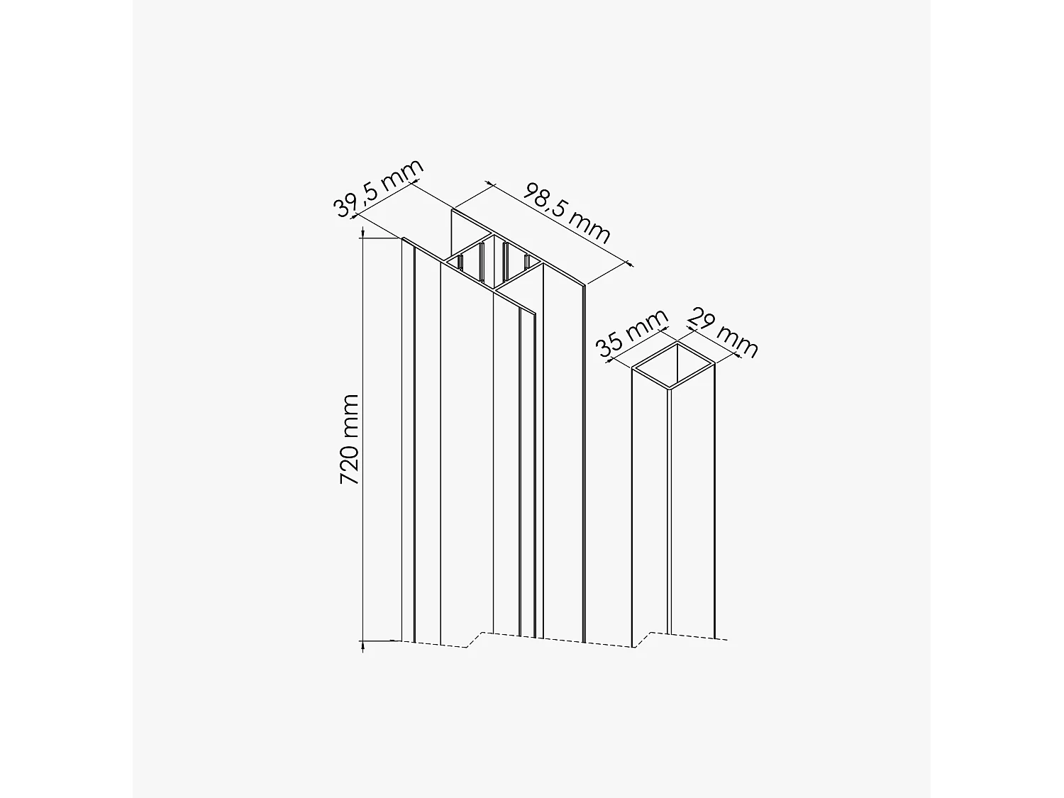 Poteau Complet SLIM 72 cm