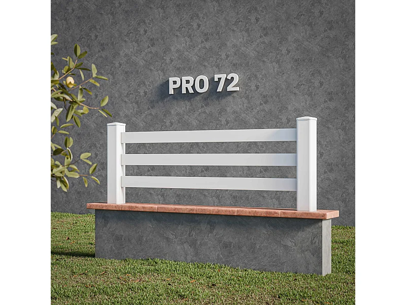 Kit Clôture PRO PVC Blanc H. 72 cm x L. 11.30 m - 3 Lisses