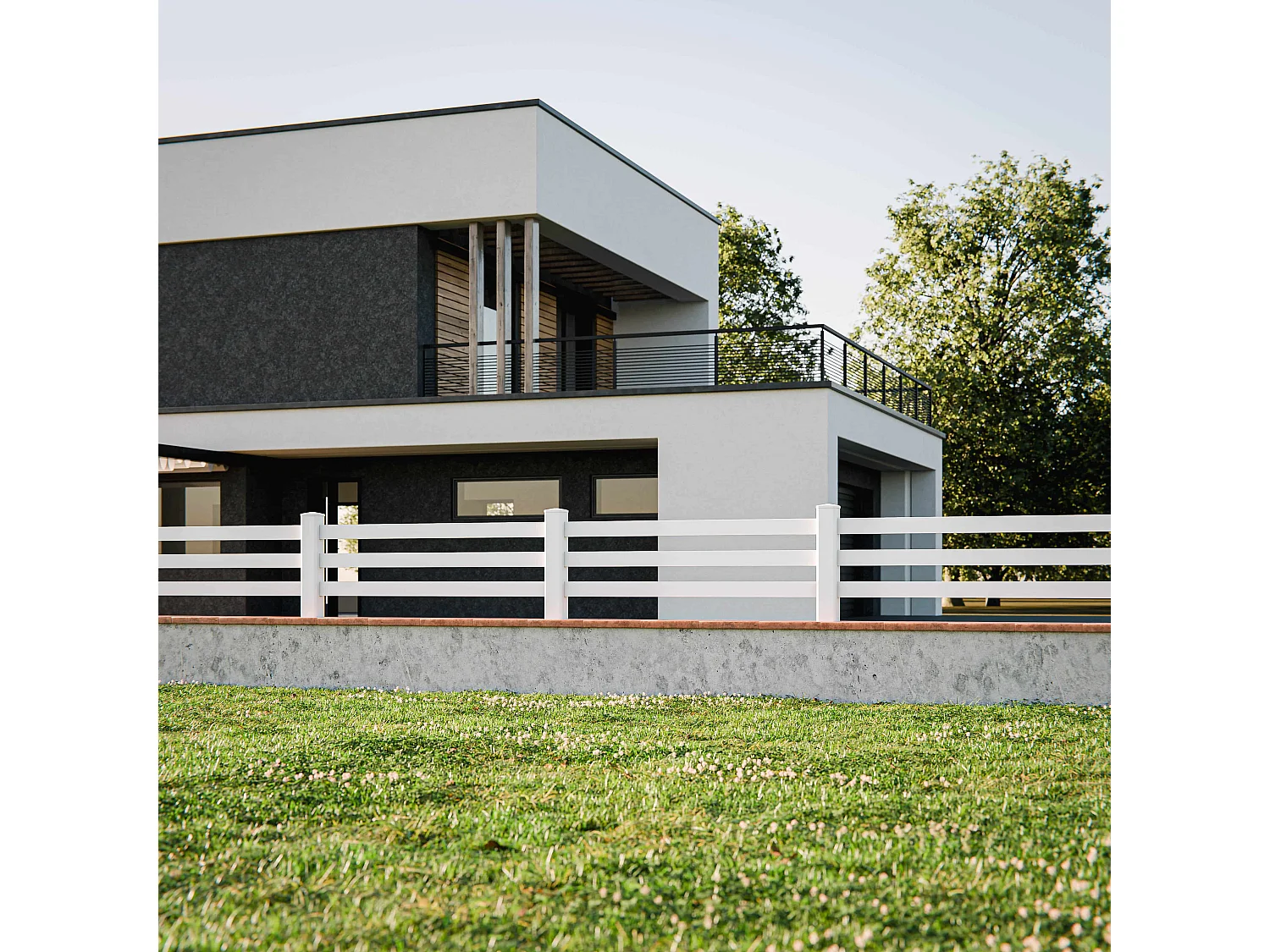 Kit Clôture PRO PVC Blanc H. 72 cm x L. 11.30 m - 3 Lisses