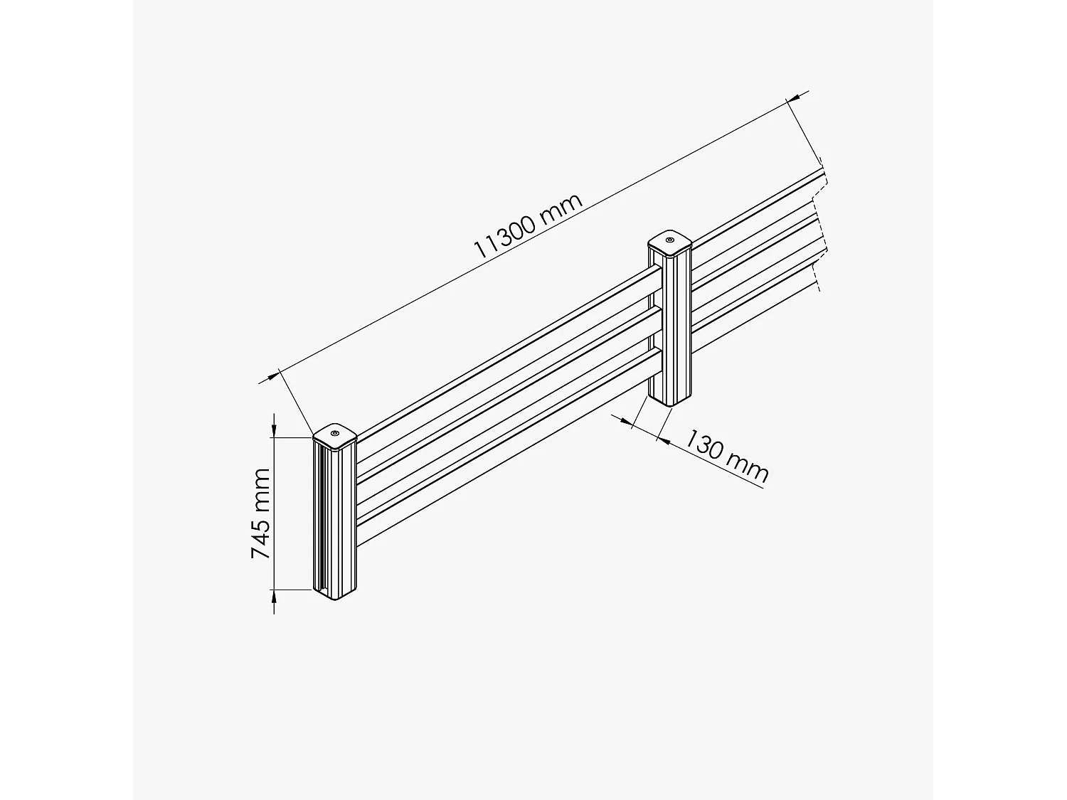 Kit Clôture PRO PVC Blanc H. 72 cm x L. 11.30 m - 3 Lisses