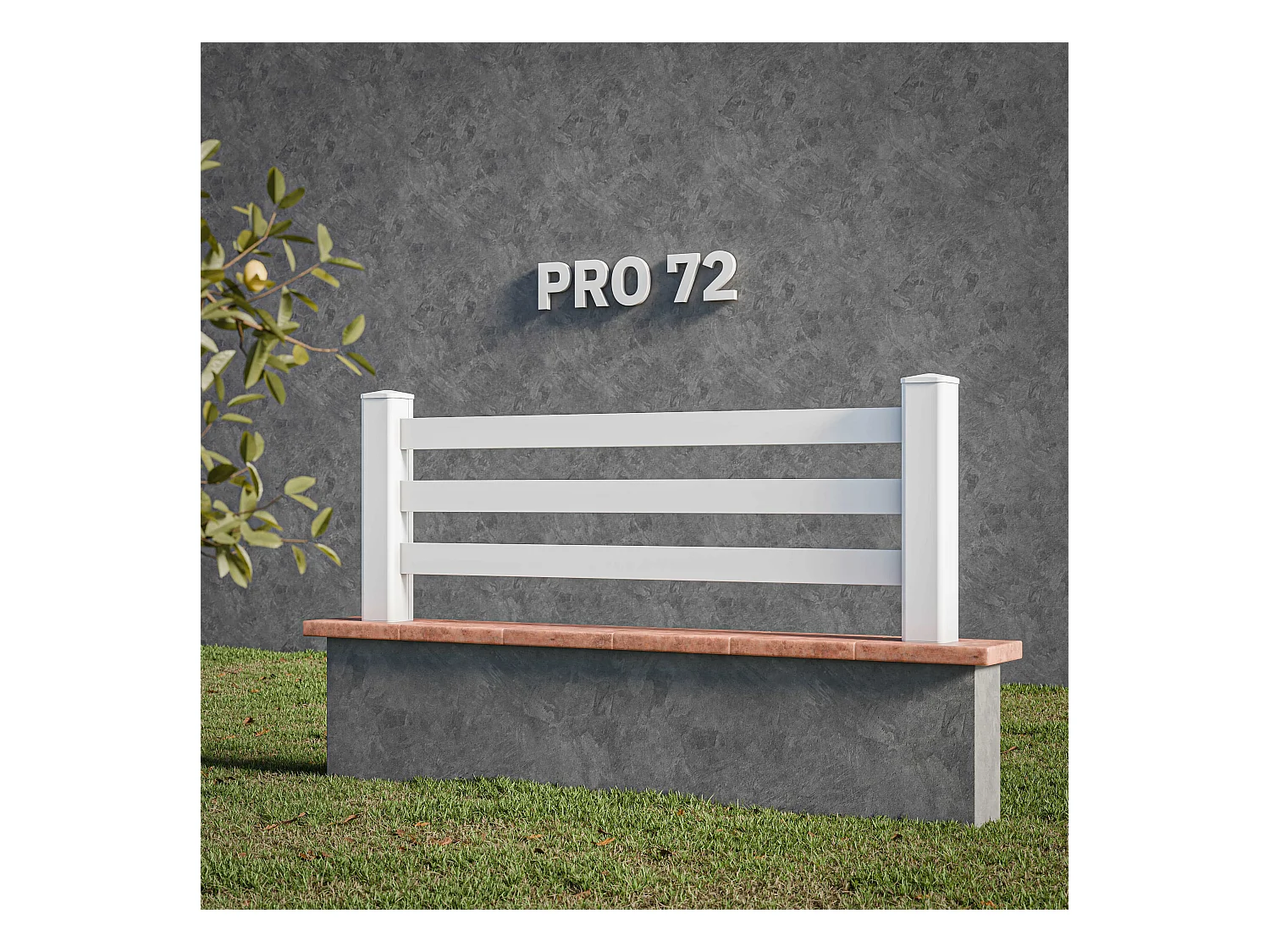 Kit Clôture PRO PVC Blanc H. 72 cm x L. 11.30 m - 3 Lisses