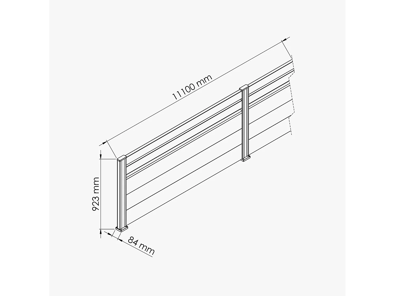Kit Clôture SLIM PVC Blanc H. 90 cm x L. 11.10 m - 2 Lisses + 3 Soubassements