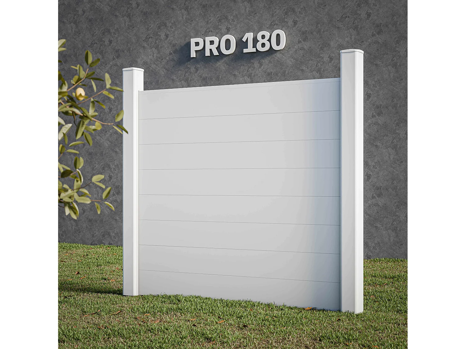 Kit Clôture PRO PVC Blanc H. 180 cm x L. 5.70 m - 8 Soubassements