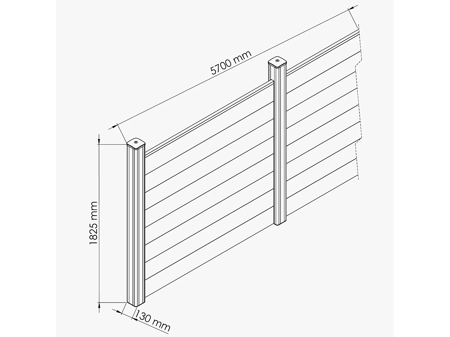 Kit Clôture PRO PVC Blanc H. 180 cm x L. 5.70 m - 8 Soubassements
