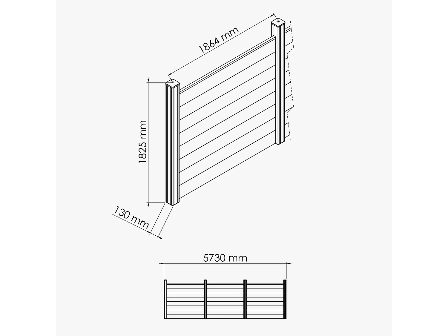 Kit Clôture PRO PVC Blanc H. 180 cm - 8 Soubassements - 5,70 m
