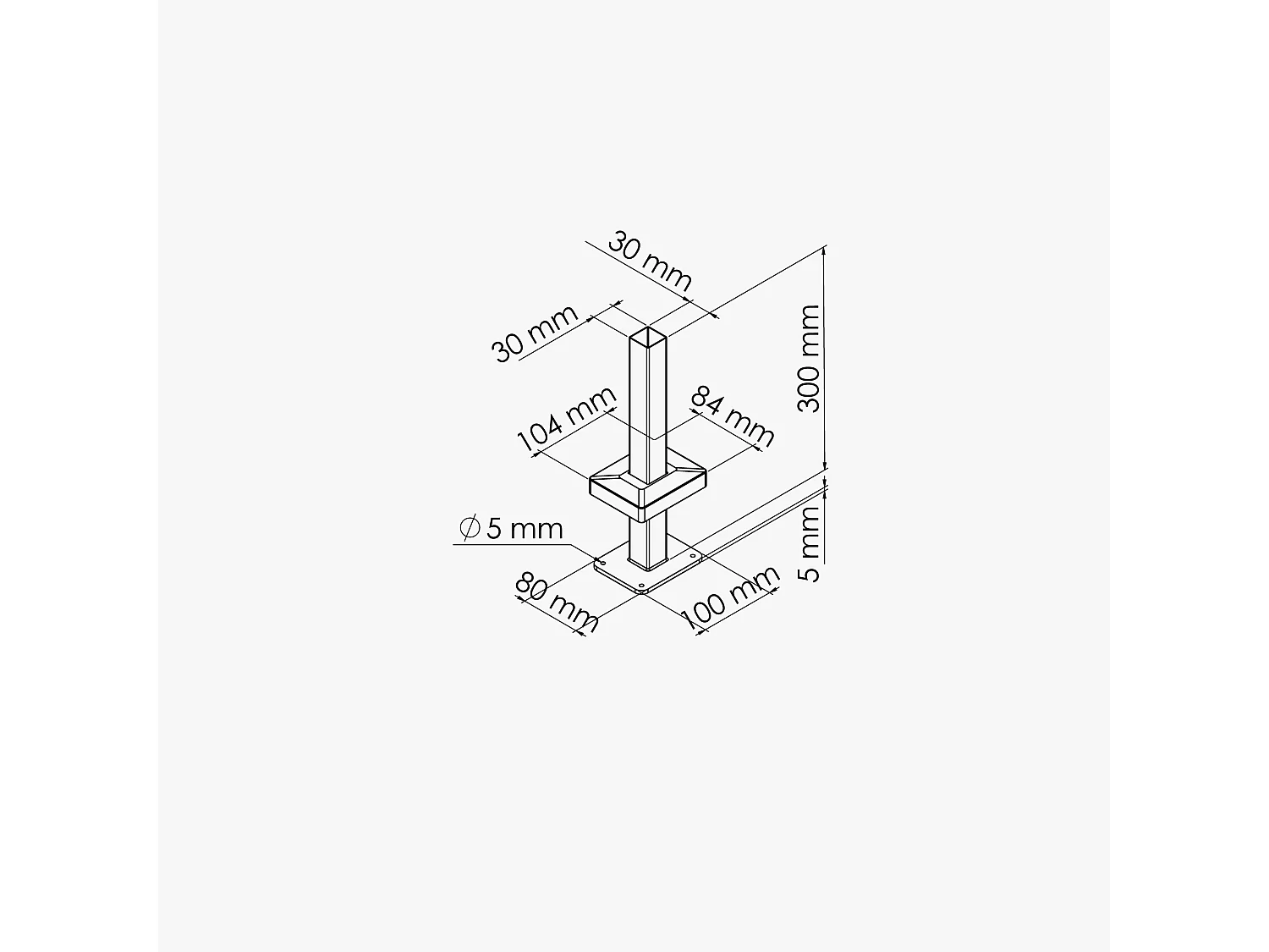 Platine pour poteau de clôture PVC SLIM 30 cm