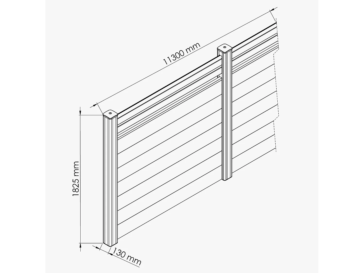 Kit Clôture PRO PVC Blanc H. 180 cm x L. 11.30 m - 2 Lisses claire-voie + 7 Soubassements