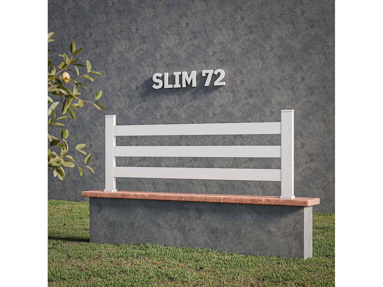 Kit Clôture SLIM PVC Blanc H. 72 cm x L. 5.60 m - 3 Lisses