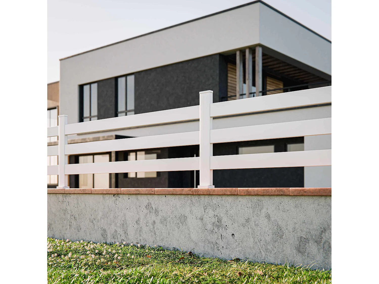 Kit Clôture SLIM PVC Blanc H. 72 cm x L. 5.60 m - 3 Lisses