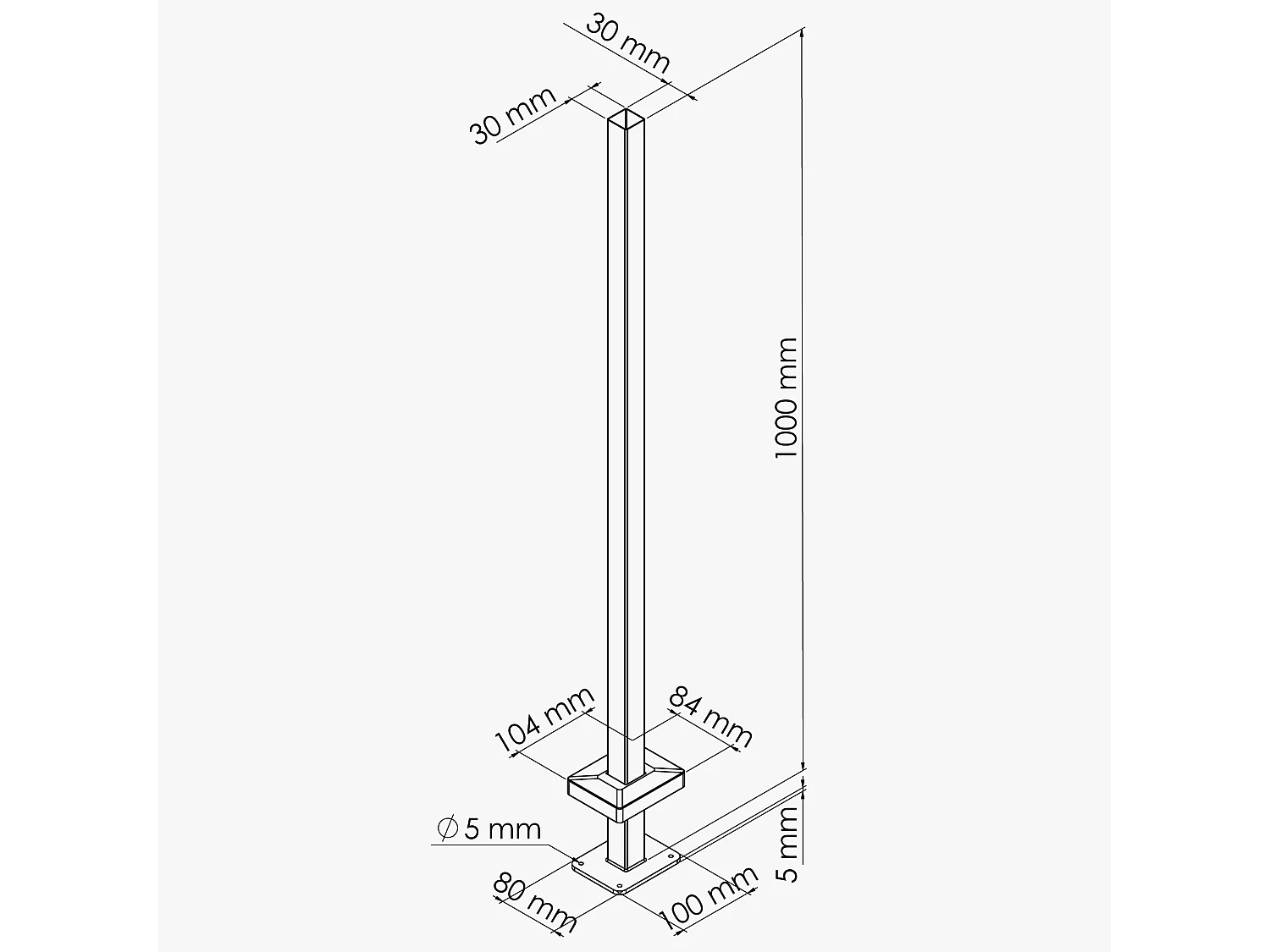 Platine pour poteau de clôture PVC SLIM 100 cm