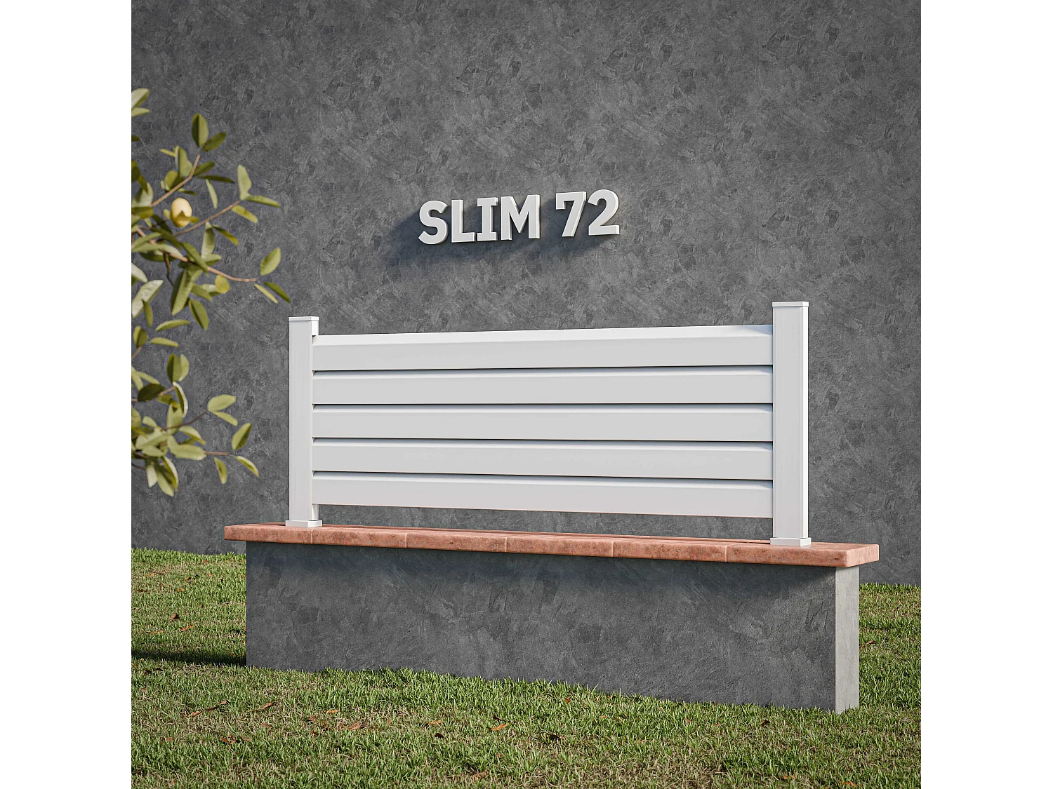 Kit Clôture SLIM PVC Blanc H. 72 cm x L. 11.10 m - 5 Lisses claire-voie