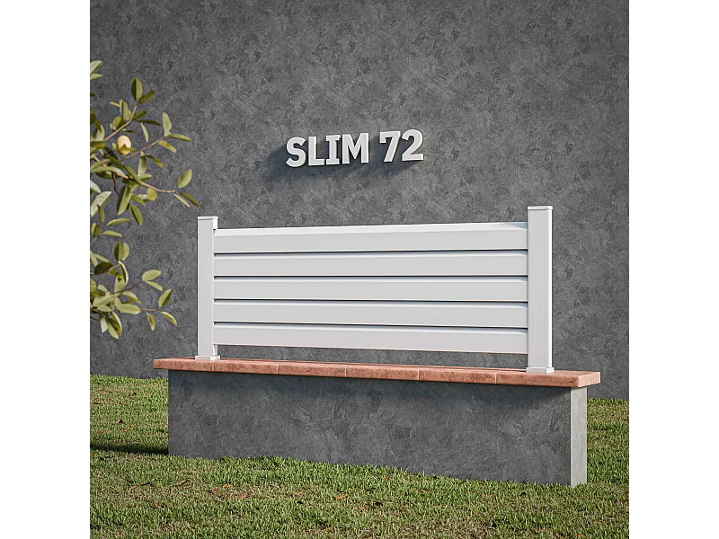 Kit Clôture SLIM PVC Blanc H. 72 cm x L. 11.10 m - 5 Lisses claire-voie