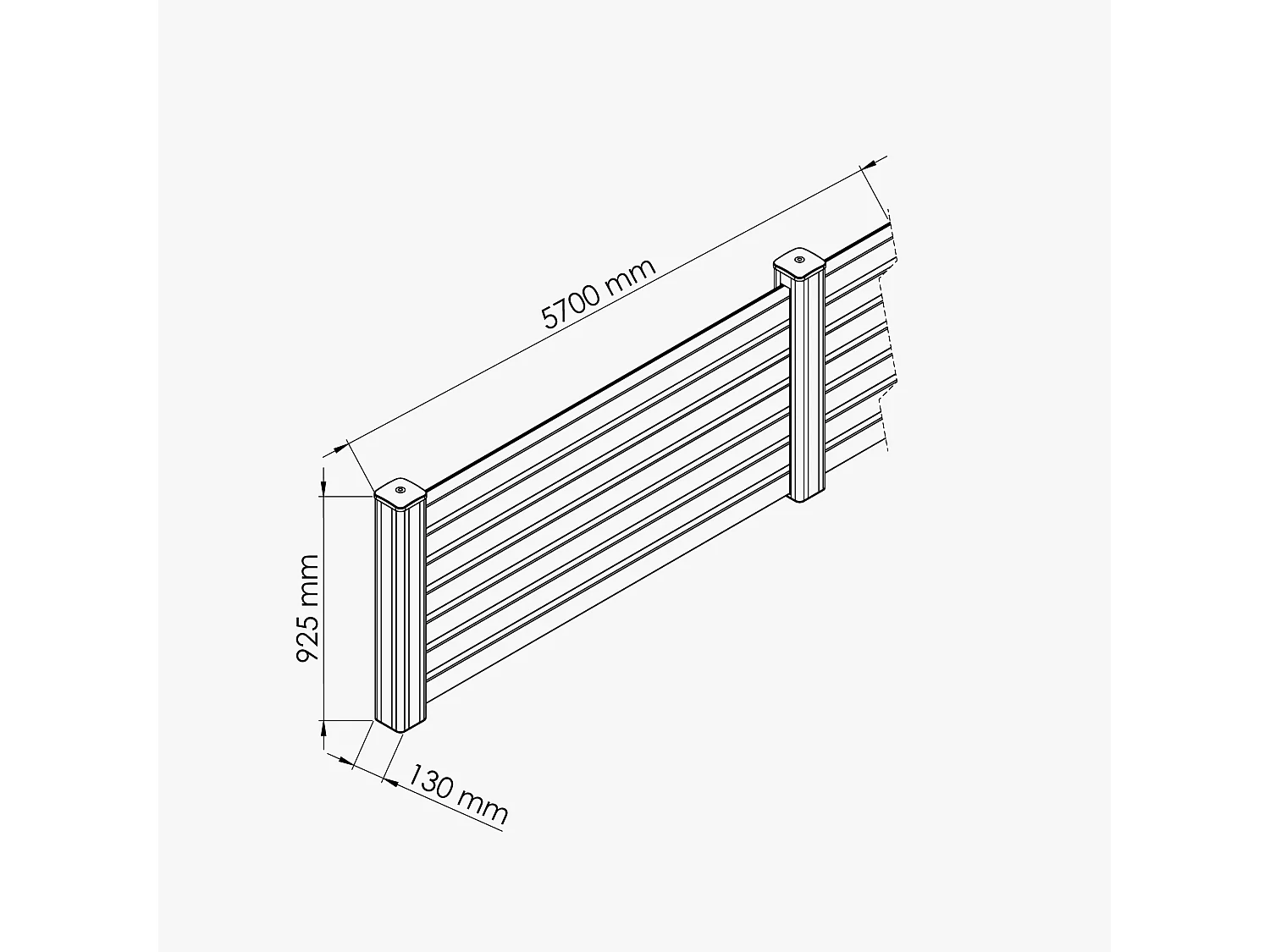 Kit Clôture PRO PVC Blanc H. 90 cm x L. 5.70 m - 7 Lisses claire-voie
