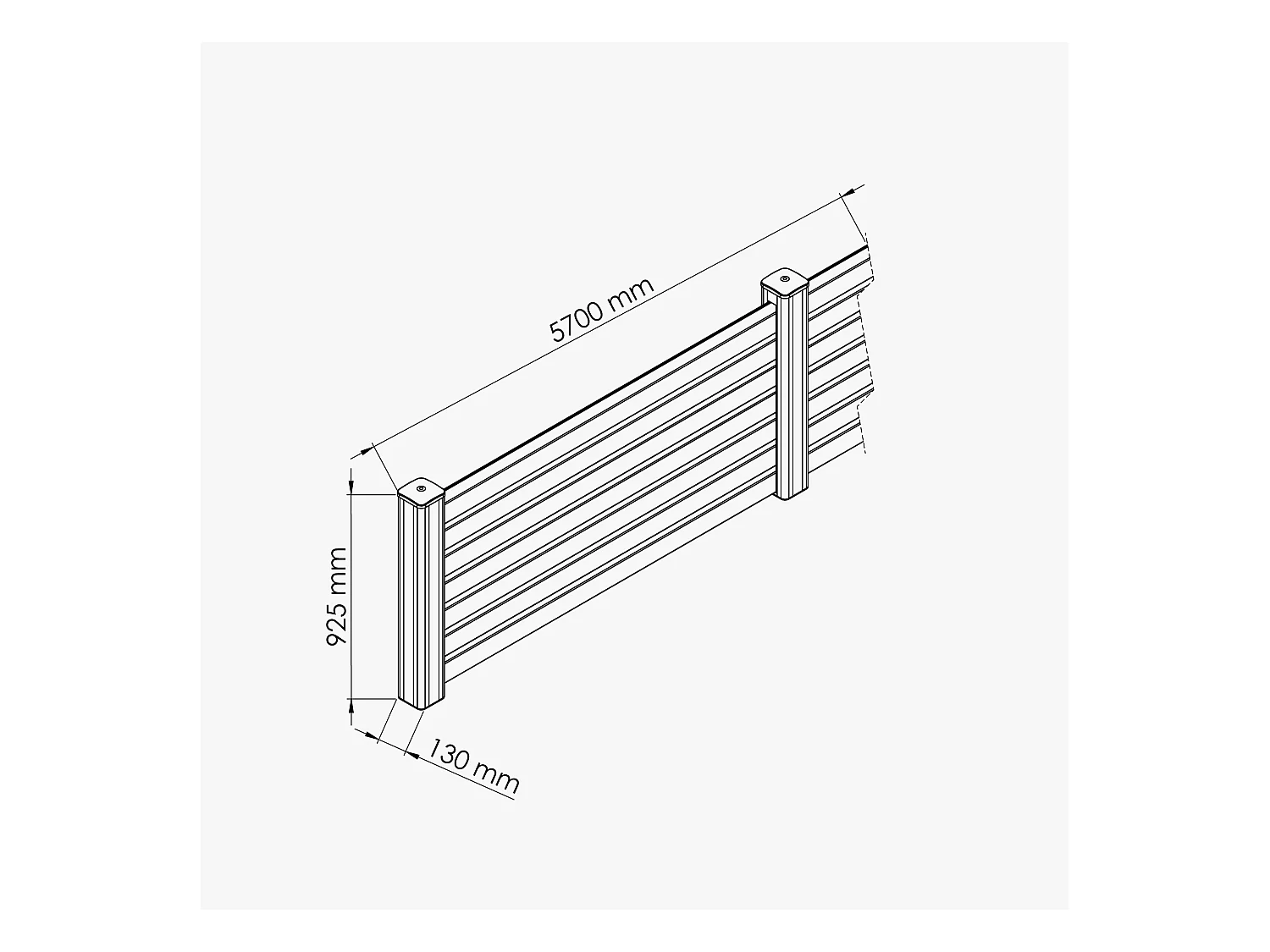 Kit Clôture PRO PVC Blanc H. 90 cm x L. 5.70 m - 7 Lisses claire-voie
