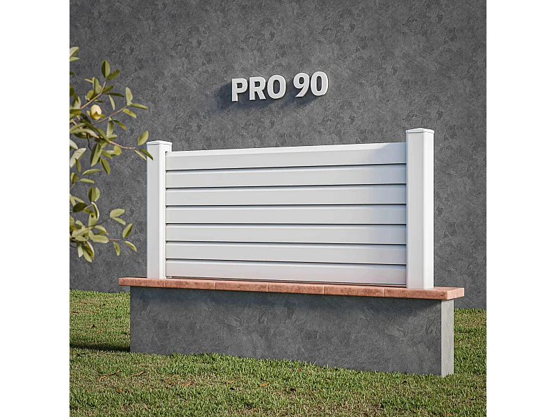 Kit Clôture PRO PVC Blanc H. 90 cm x L. 5.70 m - 7 Lisses claire-voie