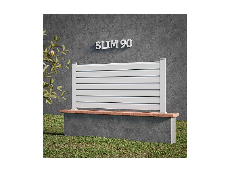 Kit Clôture SLIM PVC Blanc H. 90 cm x L. 5.60 m - 7 Lisses claire-voie