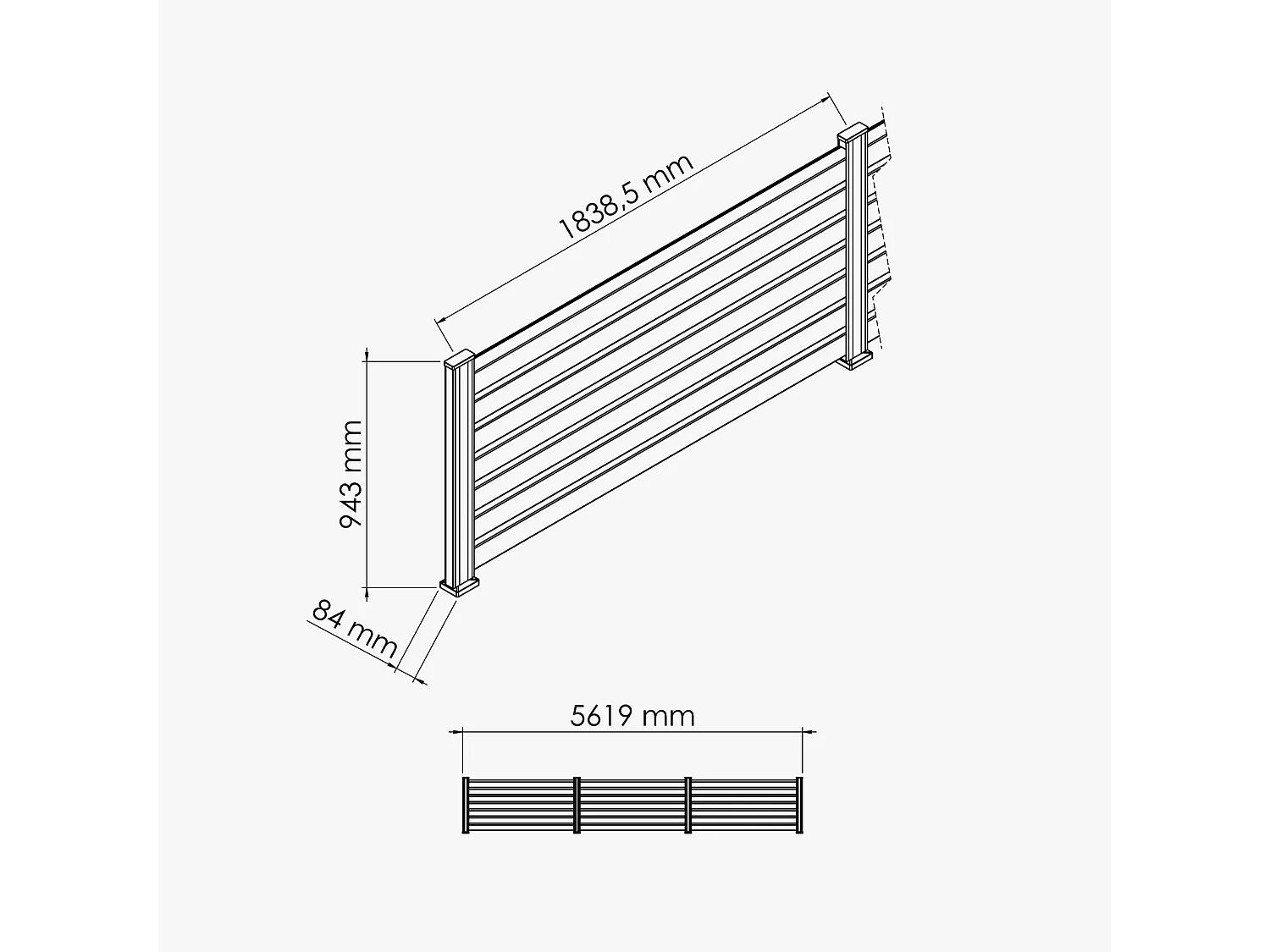 Kit Clôture SLIM PVC Blanc H. 90 cm - 7 Lisses claire-voie - 5,60 m