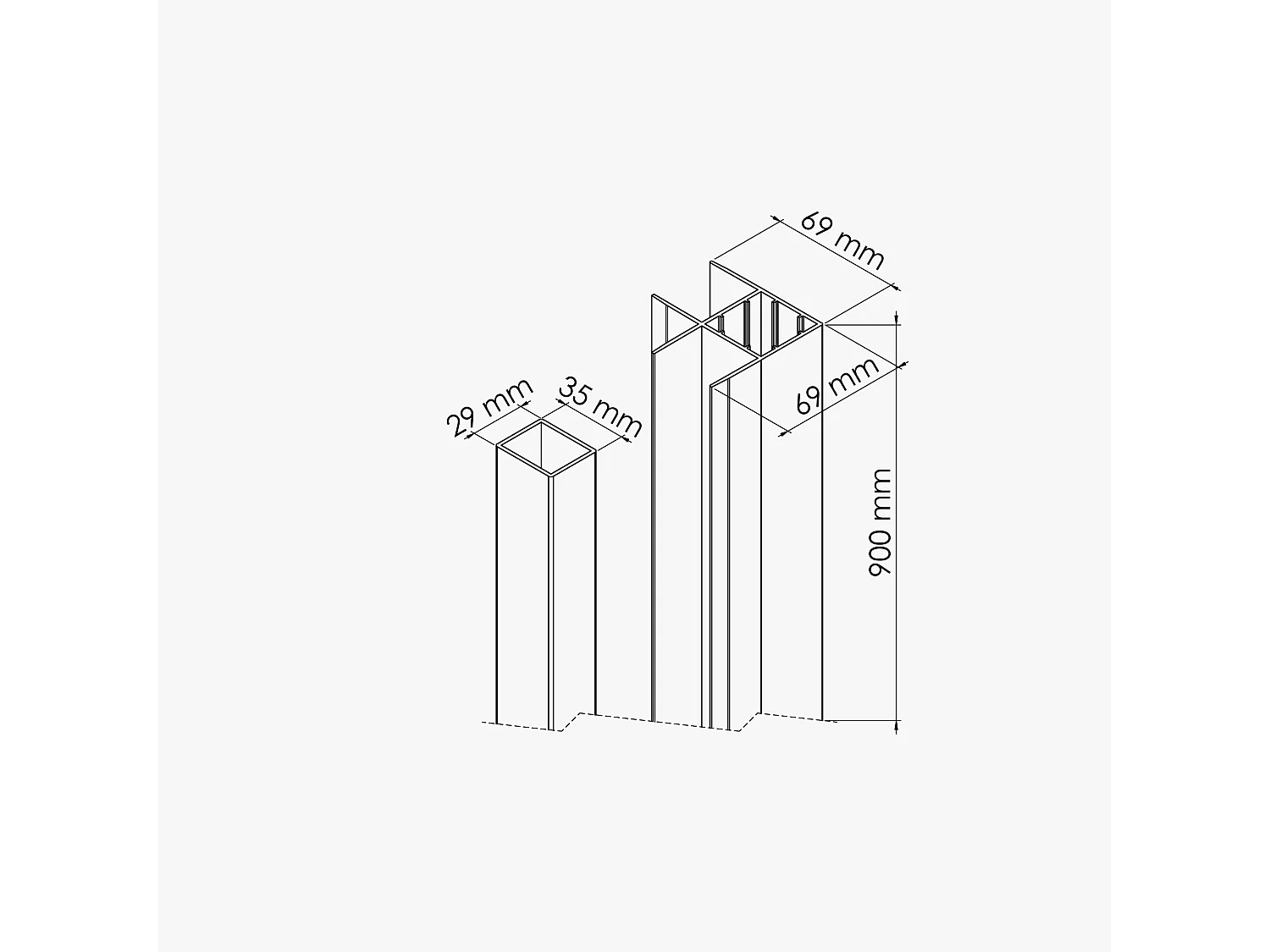 Poteau d'Angle SLIM 90 cm