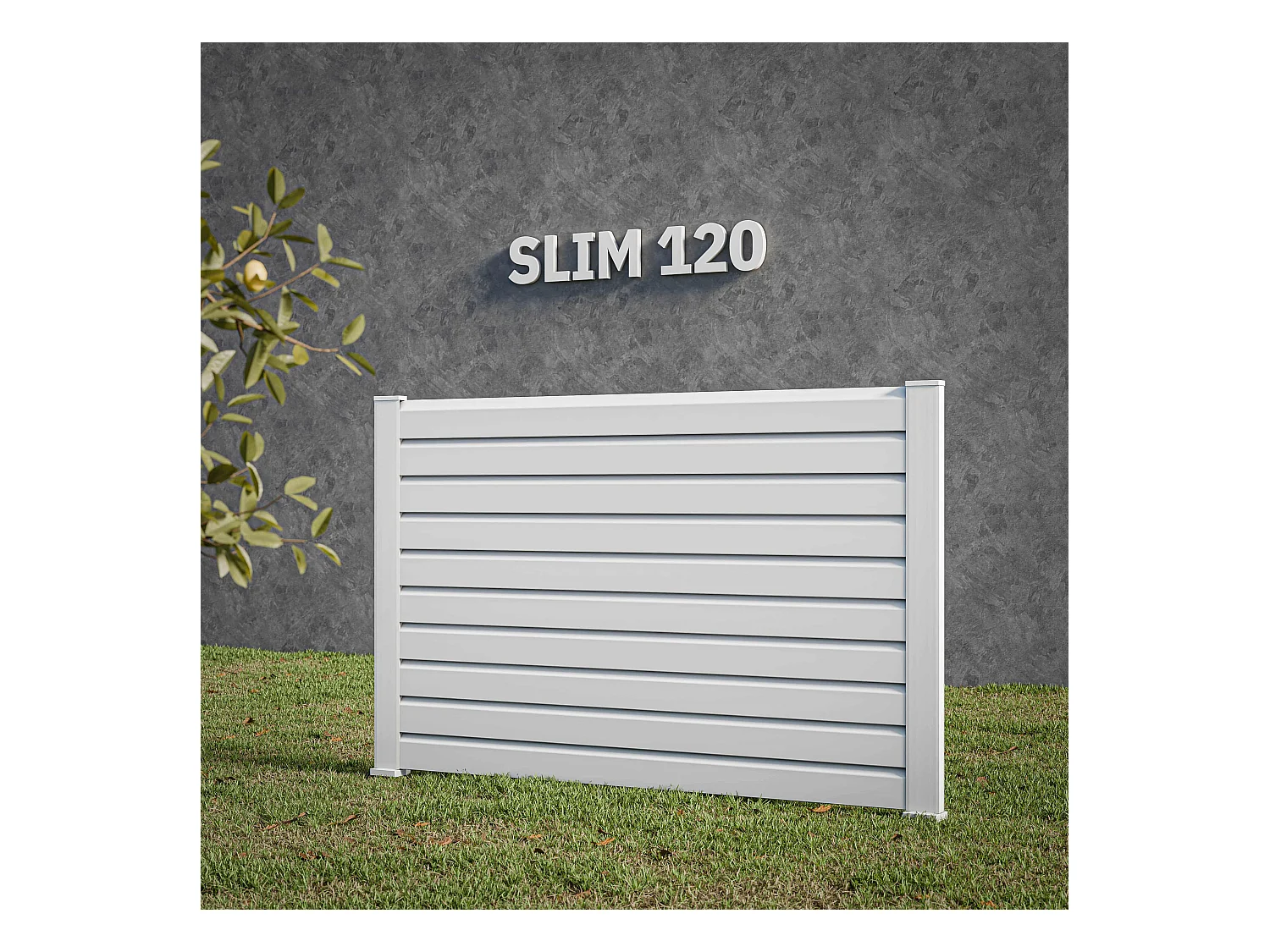 Kit Clôture SLIM PVC Blanc H. 120 cm x L. 5.60 m - 10 Lisses claire-voie