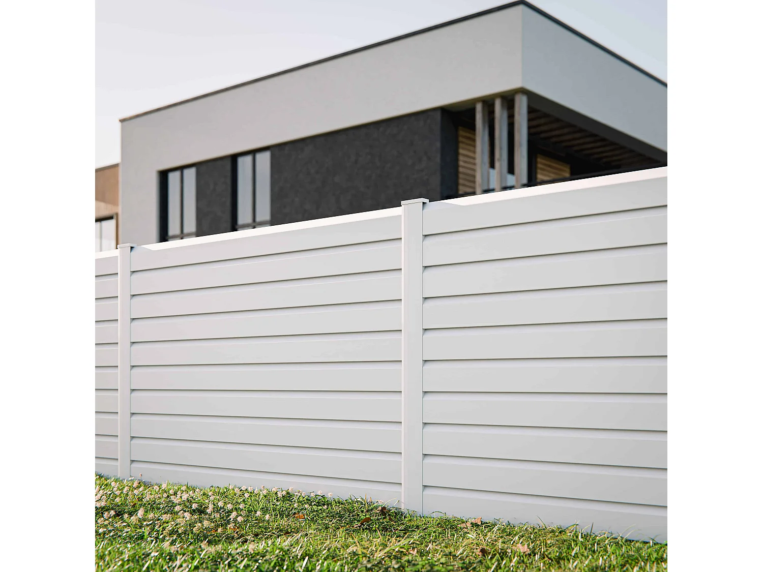 Kit Clôture SLIM PVC Blanc H. 120 cm - 10 Lisses claire-voie - 5,60 m