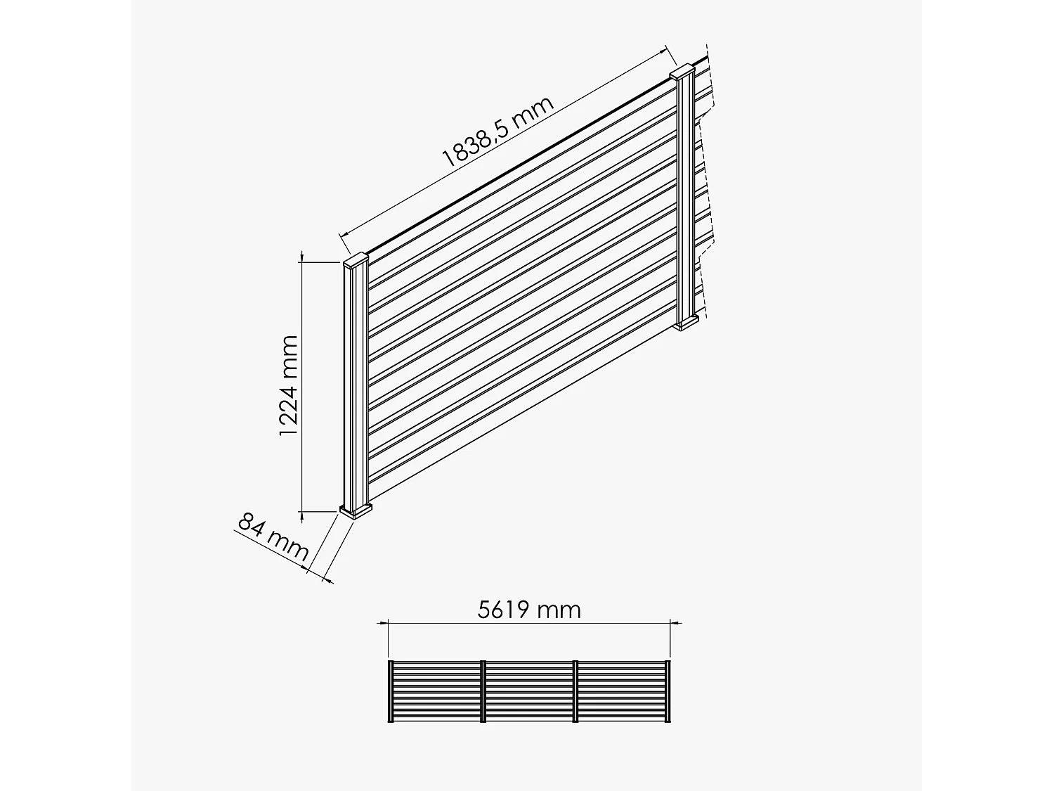 Kit Clôture SLIM PVC Blanc H. 120 cm - 10 Lisses claire-voie - 5,60 m