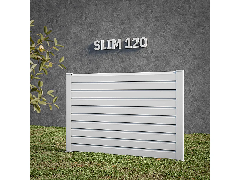 Kit Clôture SLIM PVC Blanc H. 120 cm x L. 5.60 m - 10 Lisses claire-voie