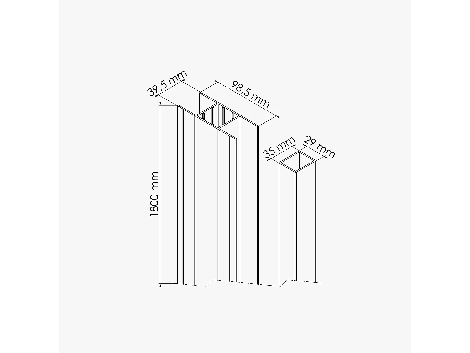 Poteau Complet SLIM 180 cm