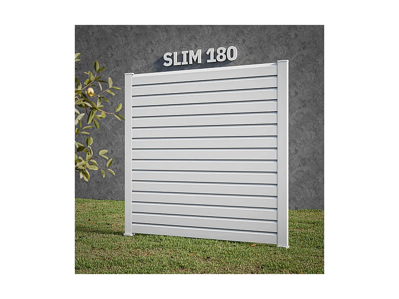 Kit Clôture SLIM PVC Blanc H. 180 cm x L. 11.10 m - 15 Lisses claire-voie