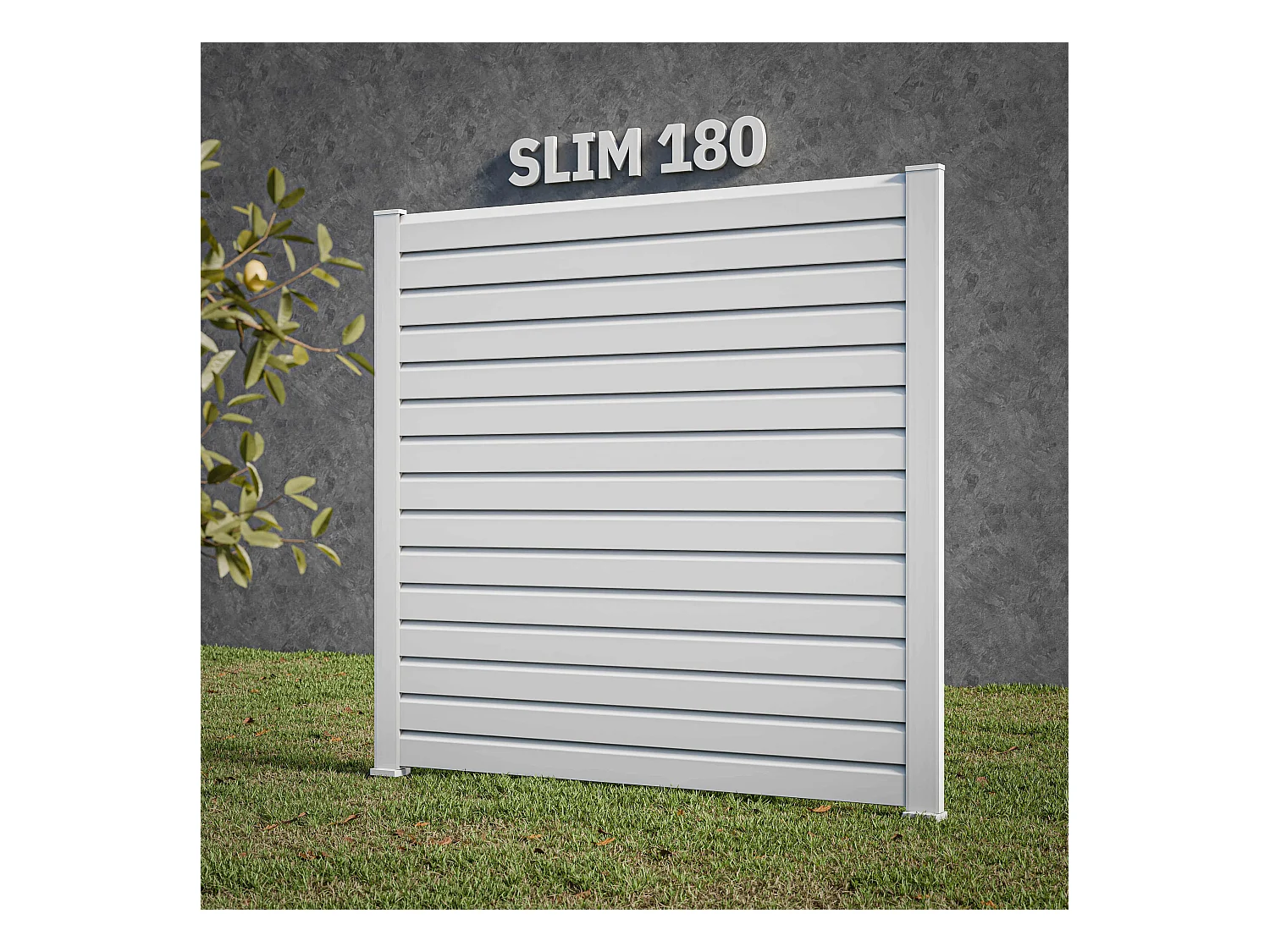 Kit Clôture SLIM PVC Blanc H. 180 cm x L. 11.10 m - 15 Lisses claire-voie