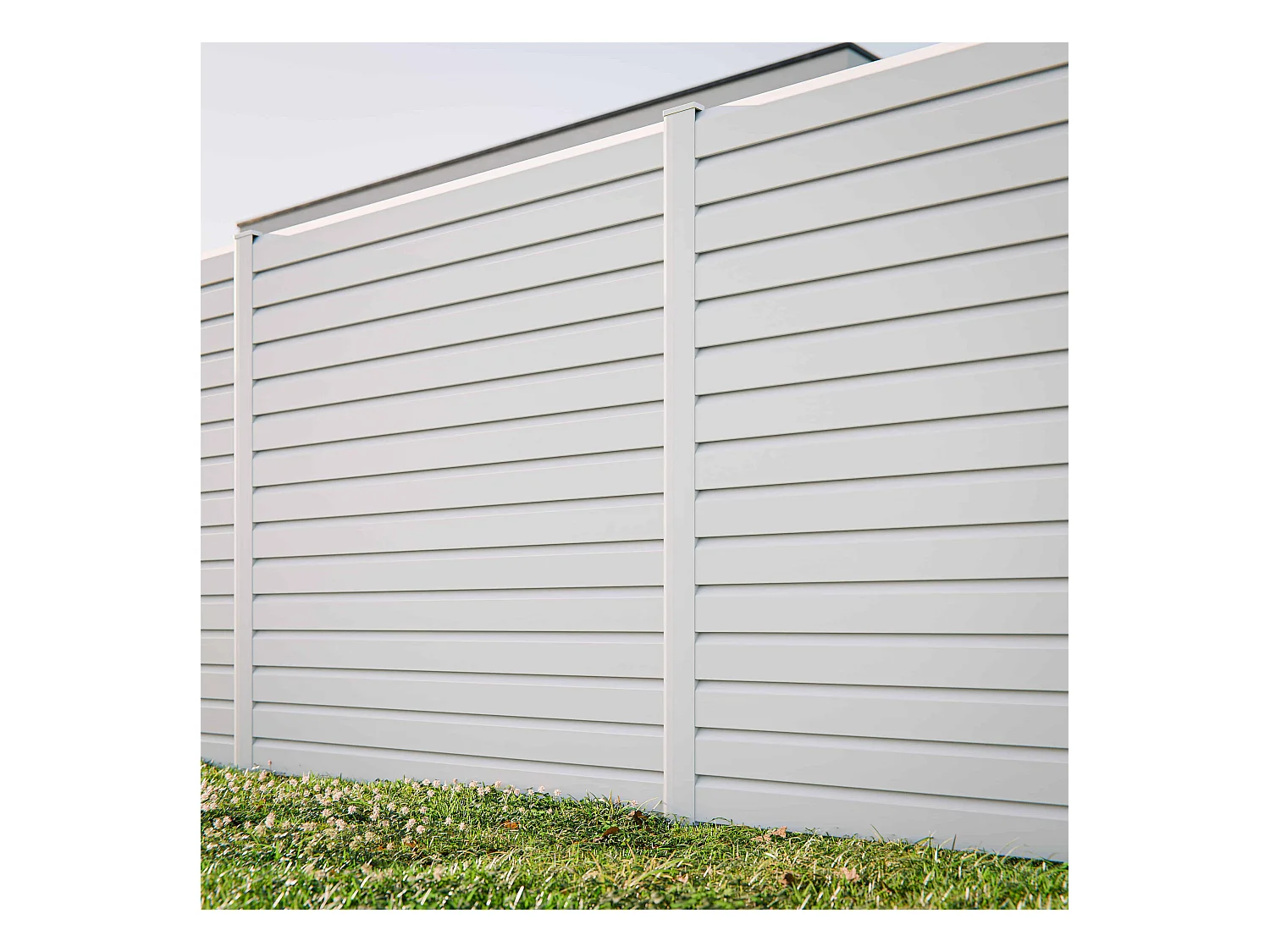 Kit Clôture SLIM PVC Blanc H. 180 cm x L. 11.10 m - 15 Lisses claire-voie