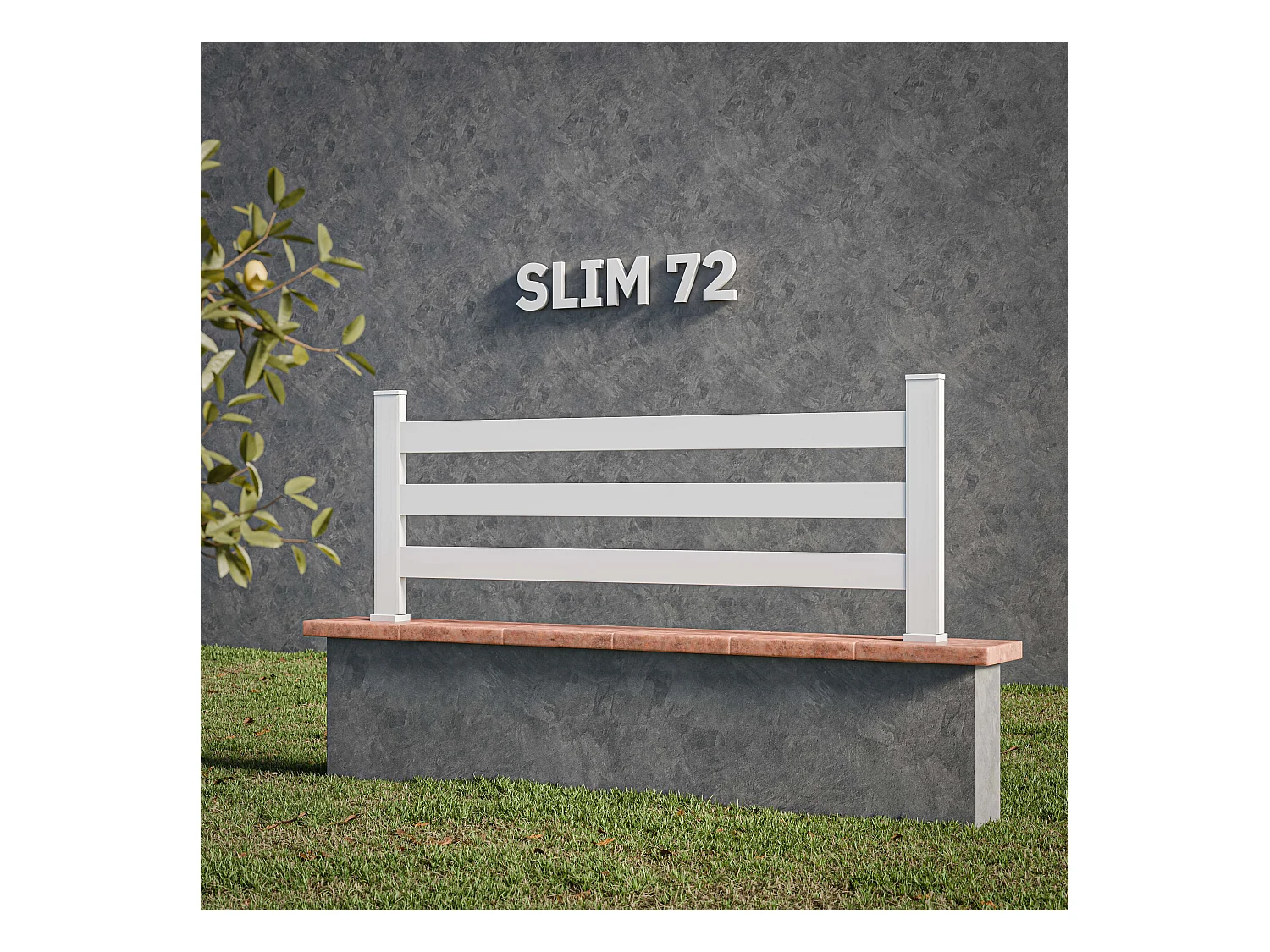 Kit Clôture SLIM PVC Blanc H. 72 cm x L. 11.10 m - 3 Lisses