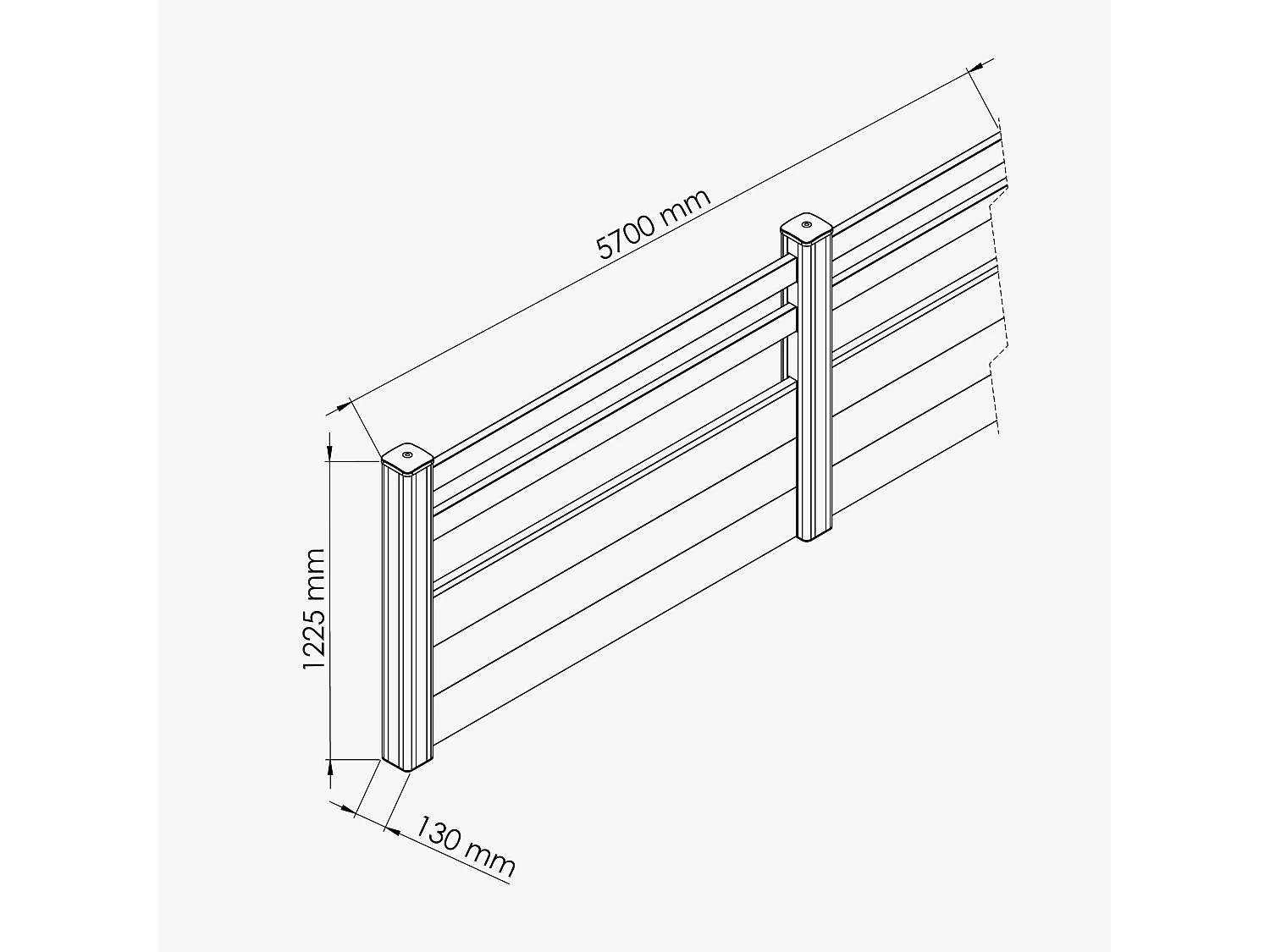 Kit Clôture PRO PVC Blanc H. 120 cm x L. 5.70 m - 2 Lisses + 3 Soubassements
