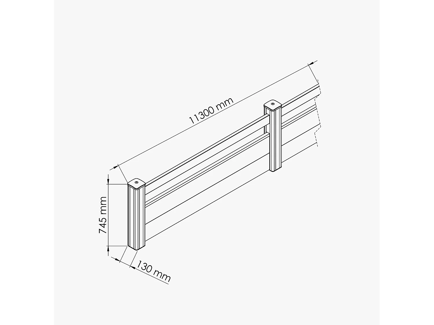 Kit Clôture PRO PVC Blanc H. 72 cm x L. 11.30 m - 1 Lisse + 2 Soubassements