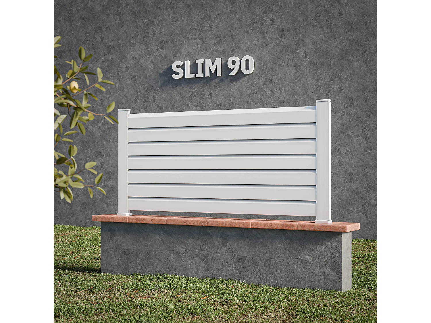 Kit Clôture SLIM PVC Blanc H. 90 cm x L. 11.10 m - 7 Lisses claire-voie