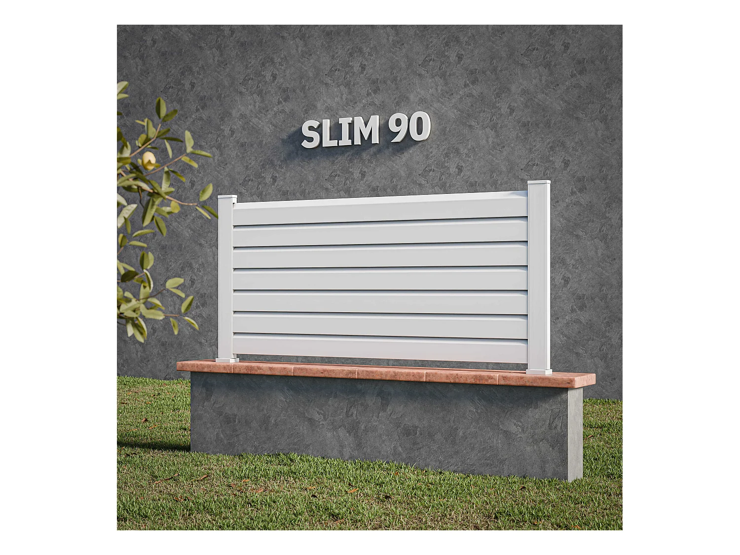 Kit Clôture SLIM PVC Blanc H. 90 cm x L. 11.10 m - 7 Lisses claire-voie