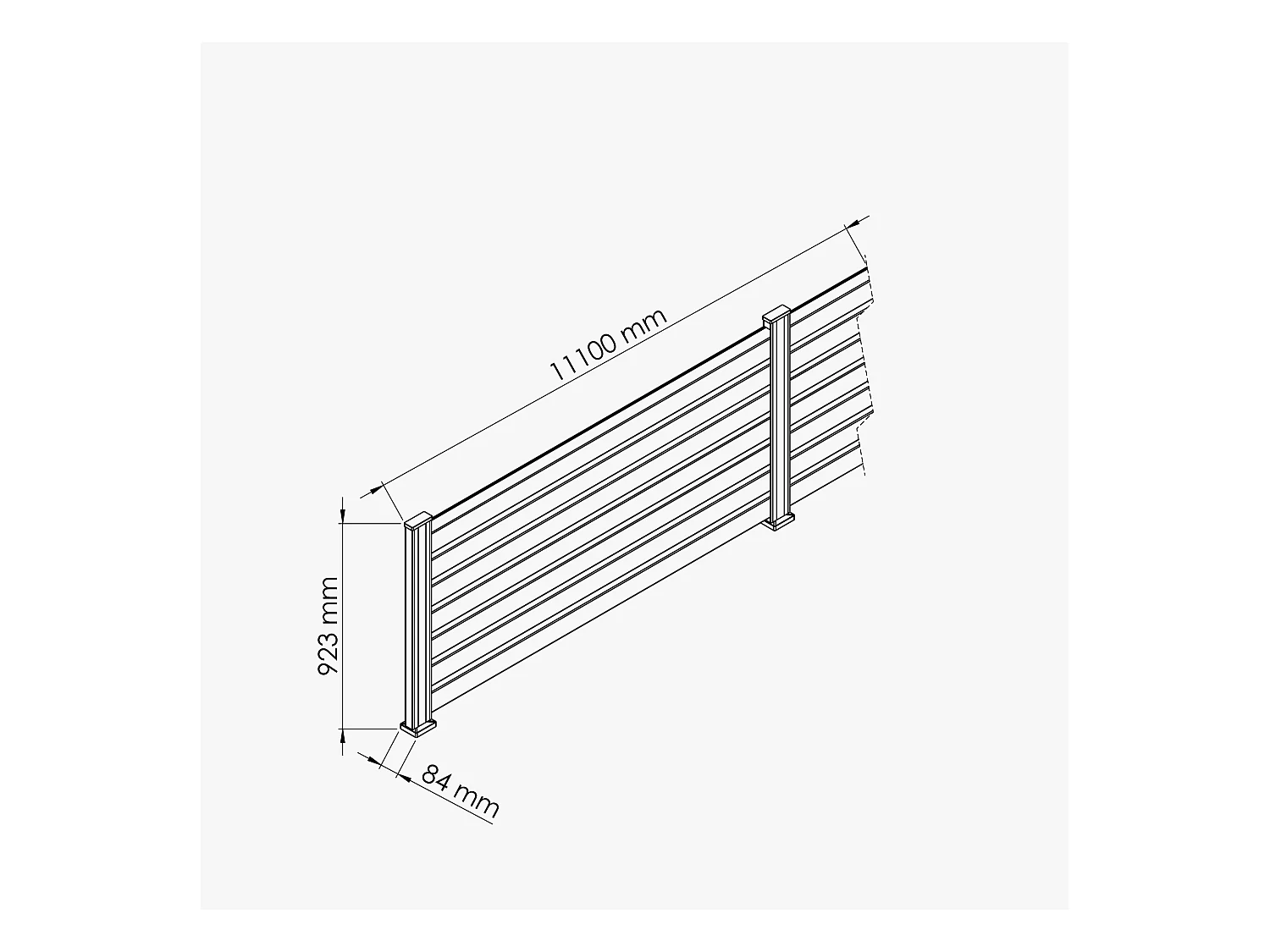 Kit Clôture SLIM PVC Blanc H. 90 cm x L. 11.10 m - 7 Lisses claire-voie
