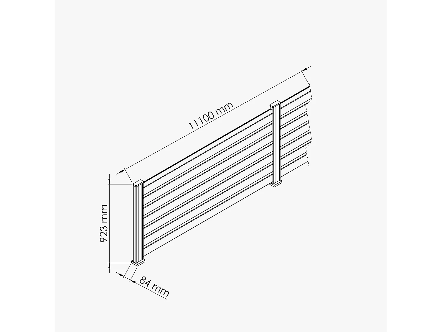 Kit Clôture SLIM PVC Blanc H. 90 cm x L. 11.10 m - 7 Lisses claire-voie