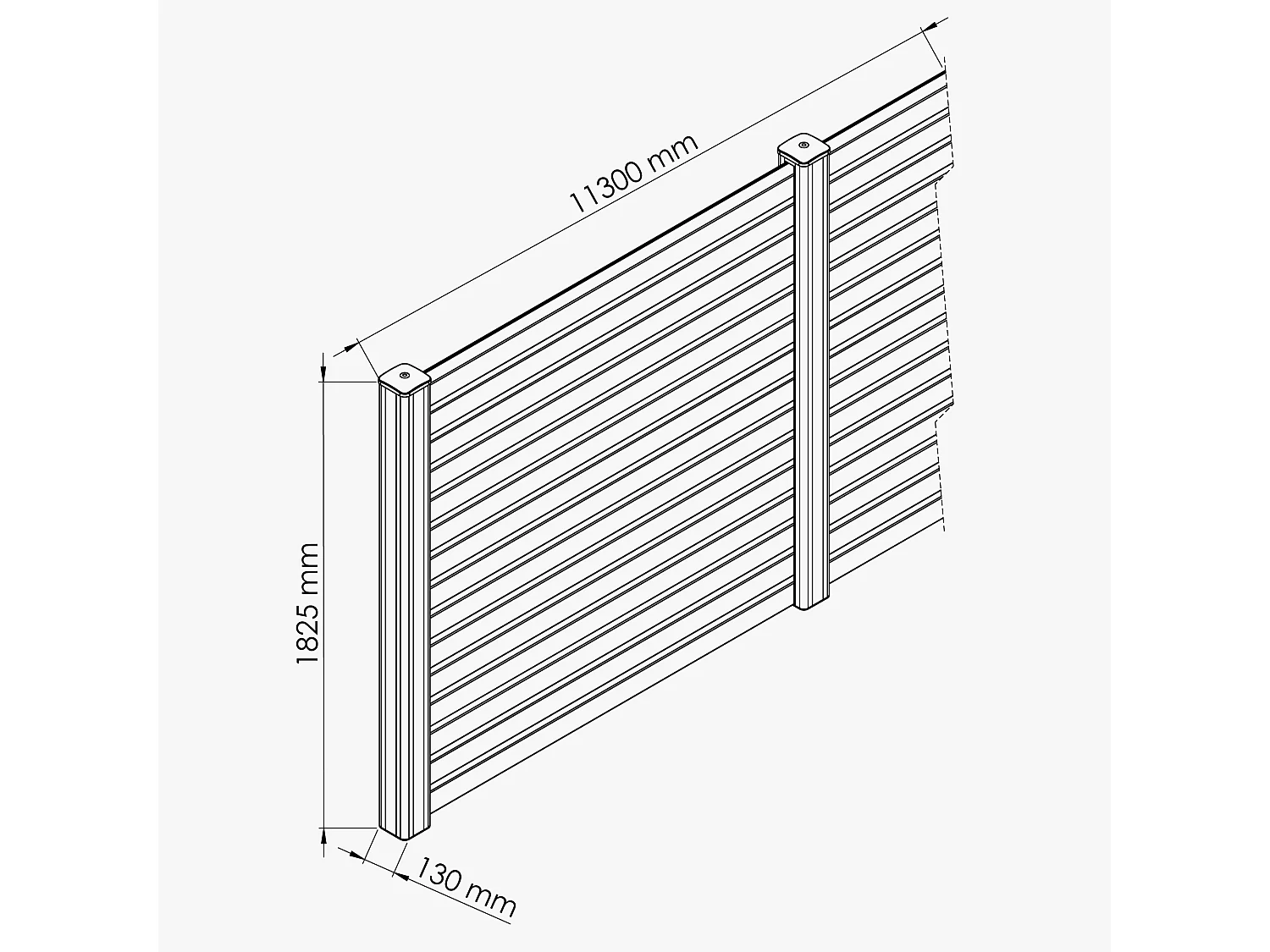 Kit Clôture PRO PVC Blanc H. 180 cm x L. 11.30 m - 15 Lisses claire-voie
