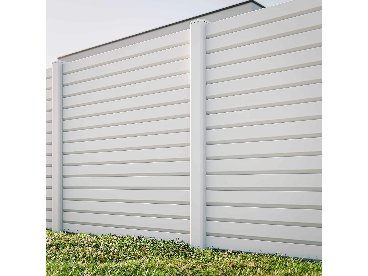 Kit Clôture PRO PVC Blanc H. 180 cm x L. 11.30 m - 15 Lisses claire-voie