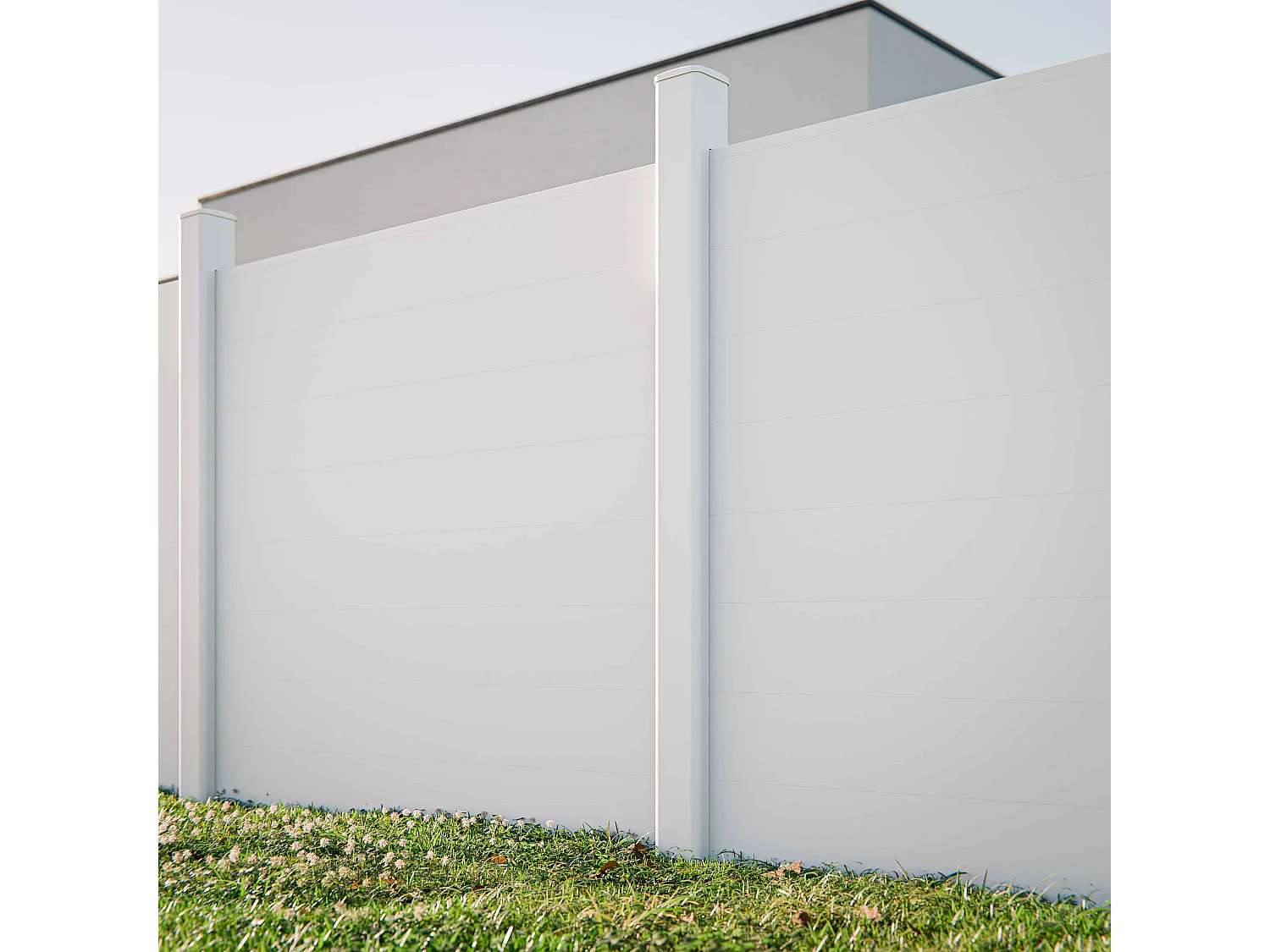 Kit Clôture PRO PVC Blanc H. 180 cm x L. 11.30 m - 8 Soubassements