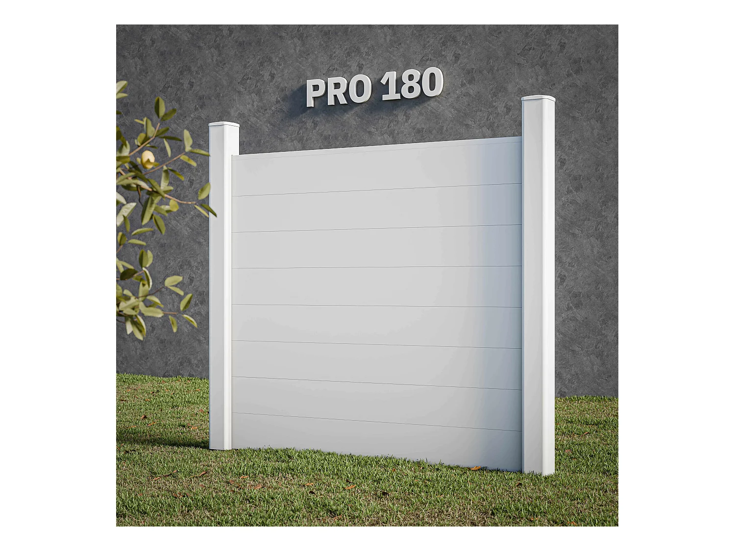 Kit Clôture PRO PVC Blanc H. 180 cm x L. 11.30 m - 8 Soubassements