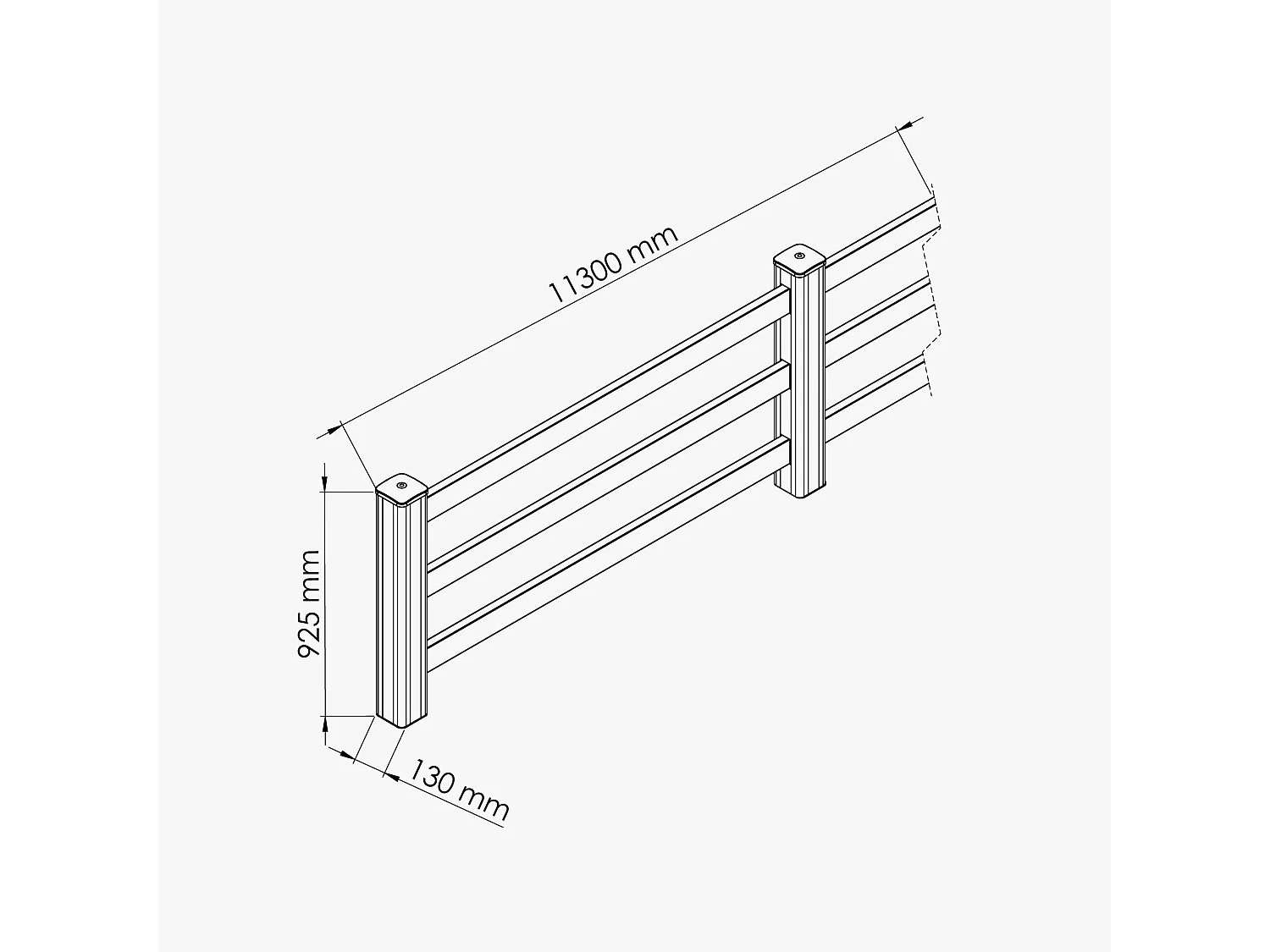 Kit Clôture PRO PVC Blanc H. 90 cm x L. 11.30 m - 3 Lisses
